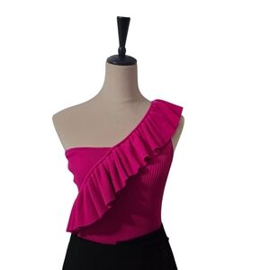 Sofia by Sofia Vergara Pink Asymmetrical Ruffled Top